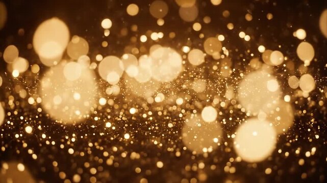 Blurred golden bokeh background, elegant festive sparkle for celebration, luxury or holiday design, warm glowing lights, refined abstract texture, no logos