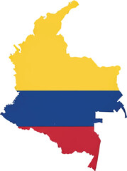 Obraz premium Colombia Map Silhouette with National Flag Colors Vector Design