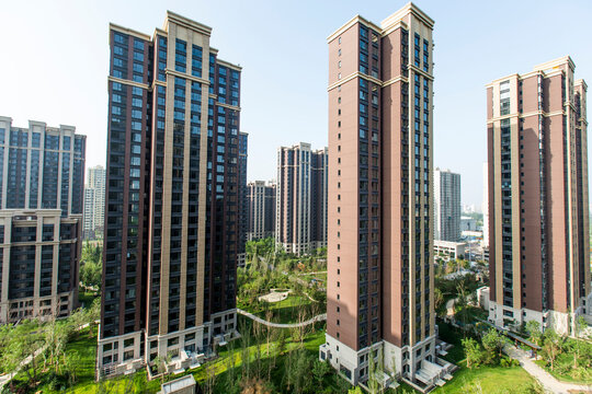 Exterior high rise apartment buildings