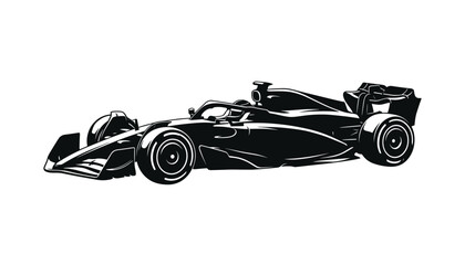 Fototapeta premium Formula 1 racing car silhouette vector graphic transparent background design.