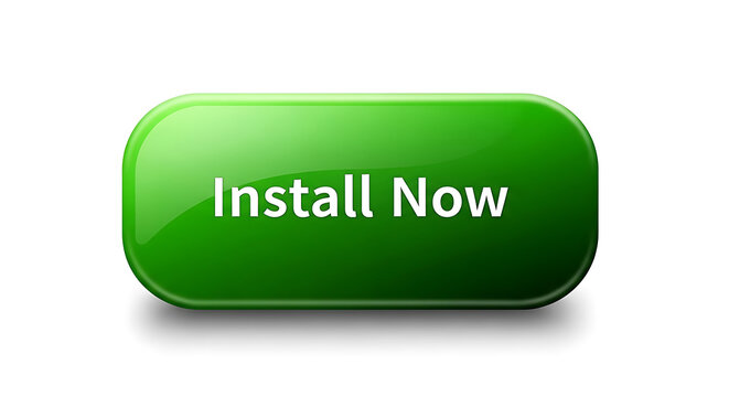 Green button with install now text isolated on white background for website or app promotion