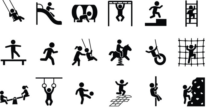 Playground Activity Silhouettes Icon Set