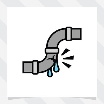 Vector illustration of a Leaking pipe. Broken pipe icon in solid flat design style.