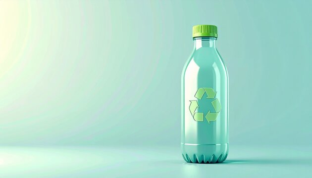 reusable glass water bottle with eco leaf design on neutral background