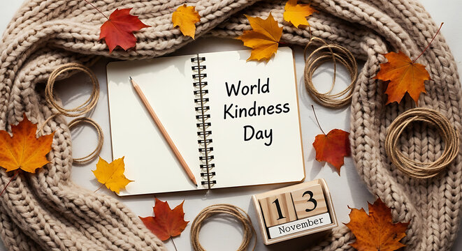 Marking World Kindness Day on November 13th with a Cozy Autumnal Setting and Inspirational Message