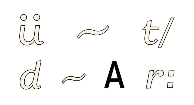 Black letter A with symbols.
