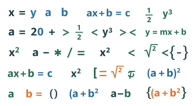 Colorful mathematical equations and formulas.
