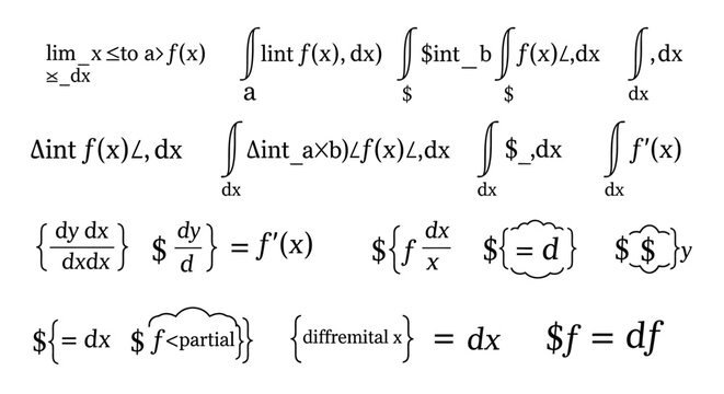 Mathematical differential equations and formulas.