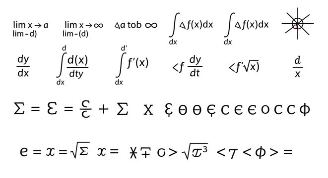 Mathematical equations and symbols.