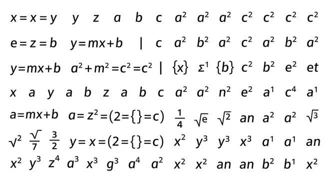 Mathematical equations on blackboard.