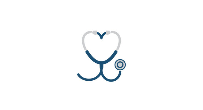Medical symbol with stethoscope and heart.