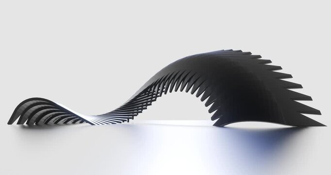 Futuristic architecture background exterior of curved building 3d animation