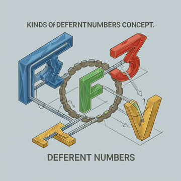 Create a realistic kinds of deferent Numbers concept. 3d illustration vector art .