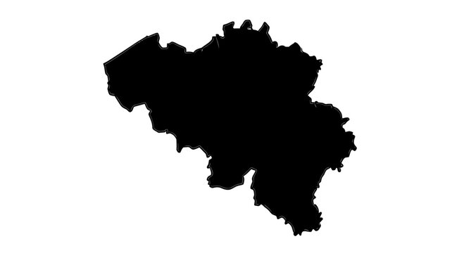 Belgium map silhouette, black outline, isolated on white background, graphic resource
