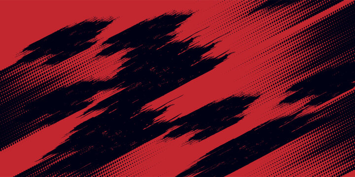 Red halftone dots black colour pattern gradient grunge brush texture background
