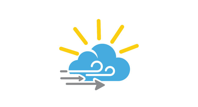 Weather icon with sun and wind.
