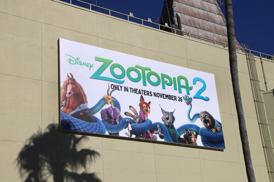 Zootopia 2 movie poster on an urban facade with space for text