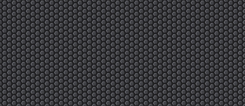 Hexagonal honeycomb embossed geometric pattern dark gray surface.