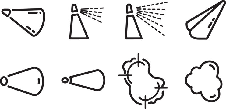 Hand drawn line icons set of scissors and thread spool outline Vector