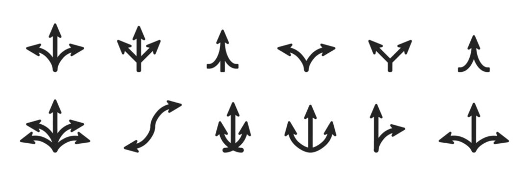 Set of diverse arrow symbols for navigation and direction.