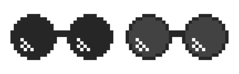 Fototapeta premium Pixel art sunglasses design in black and gray.