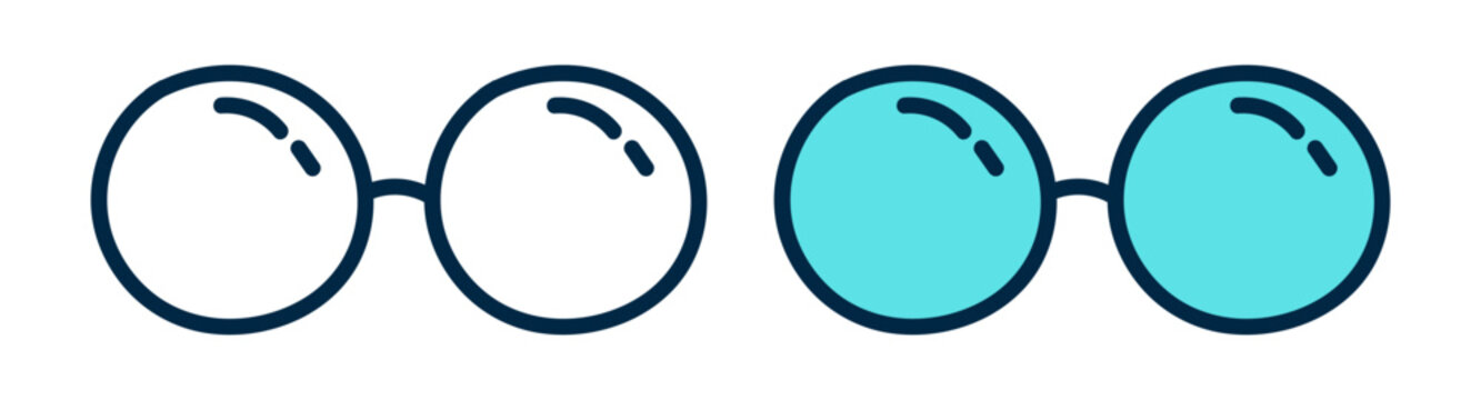 Round glasses: clear vs. blue lens design.