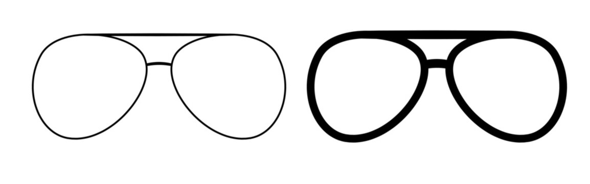 Outline and silhouette of aviator glasses design.