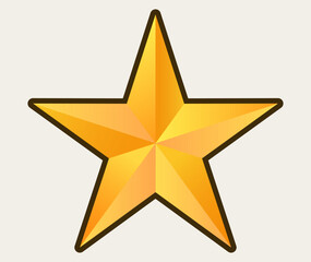 Obraz premium Golden star icon with five points on white background.