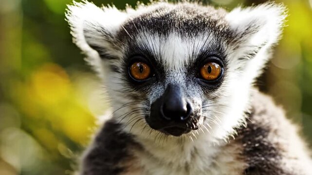 Close-Up of a Lemurs Expressive Face in Nature