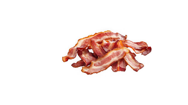 Pile of Crispy Bacon Strips isolated on transparent background