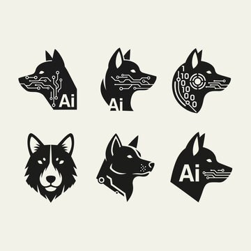 AI Dog Logo Concepts: Technology, Robotics, Machine Learning, Artificial Intelligence