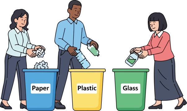 People Sorting Recyclables Paper, Plastic, and Glass for a Sustainable Future