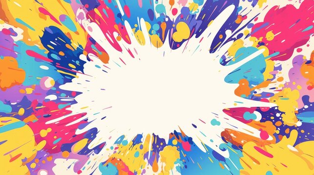 A vibrant splash of colors with a blank center for text or graphics.