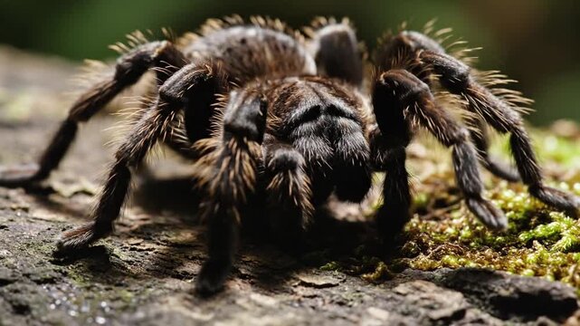 Close-Up of a Tarantula Moving Across the Ground