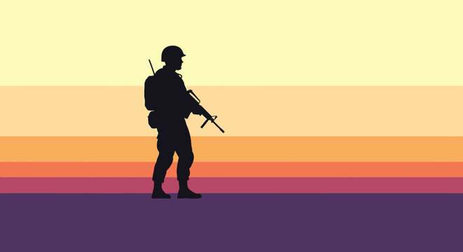 Soldier Holding a Rifle.
