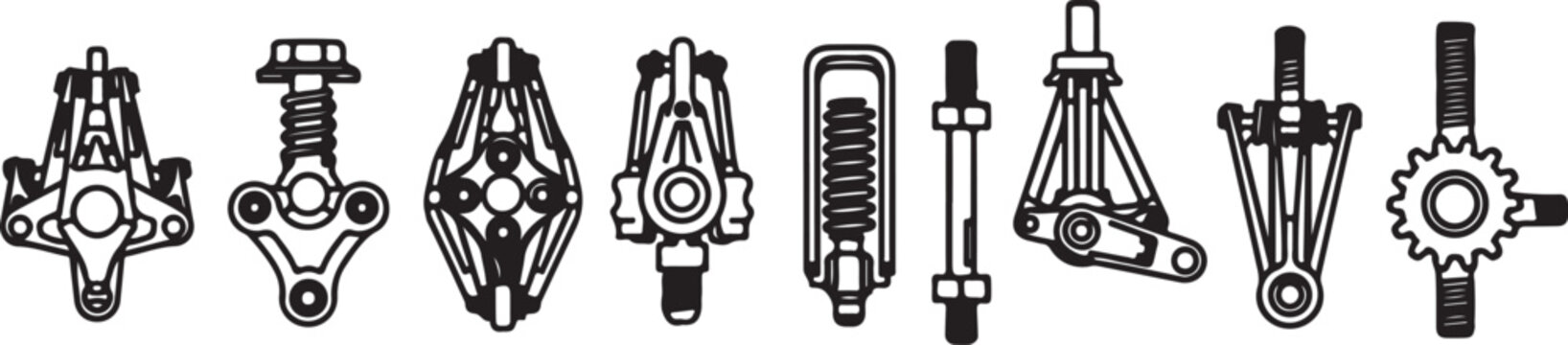 Old fashioned bicycle clip art vector set isolated Vector