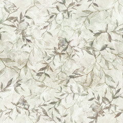Birds Wallpaper, Decorative seamless pattern. Repeating background. Tileable wallpaper print.