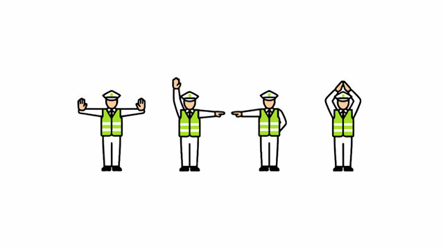 Traffic control police officers giving hand signals vector