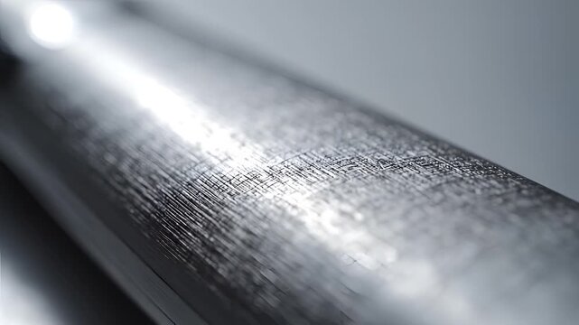 Closeup Macro Shot of Brushed Metal Surface Texture.
