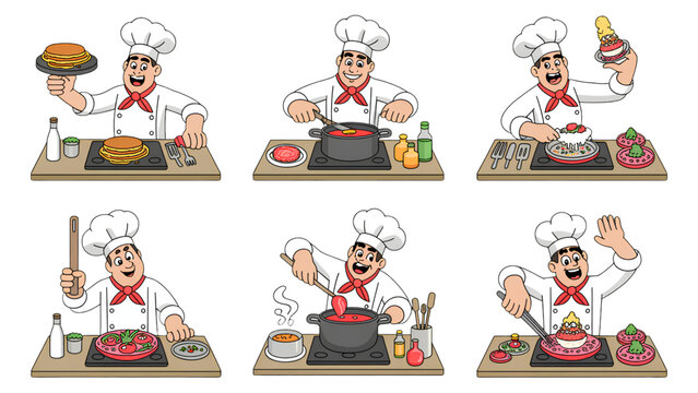 Set of cartoon people doing yoga and fitness exercises in different poses Vector