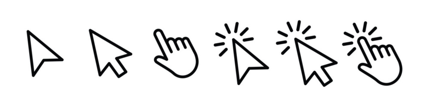 mouse cursor click and loading icon for computer, mobile app, animation, or ui design. mouse pointer black and white vector illustration on transparent background