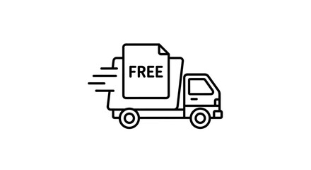 Naklejka premium Free Delivery Truck Icon Vector Line Art | Shipping Service Promotion Symbol
