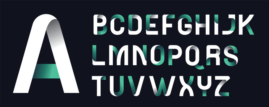 folding font rounded bold font of green gradient glow ribbon letters set business futuristic logo design template abstract vector elements for corporate identity emblem label or icon folding font 