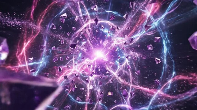A purple glass burst with glossy gradient reflections and smooth digital geometry, luminous abstract energy and sleek modern depth, ultra-realistic, no logos.