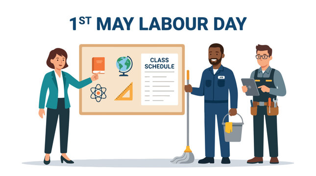 vector illustration of workers celebrating "Labour Day" 007
