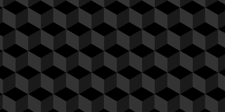 Abstract square gradient black cubic square shape backdrop texture. cube geometric wall and floor vector diamond hexagon triangle wallpaper background.
