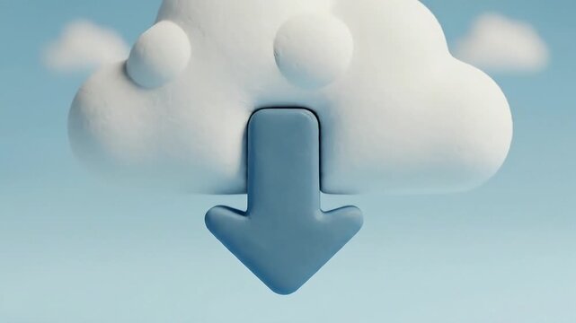 A stylized 3D cloud with a downward-pointing arrow indicating a download or data transfer.