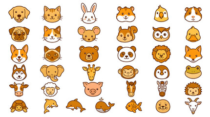 Fototapeta premium 30個の手描きペット動物セット