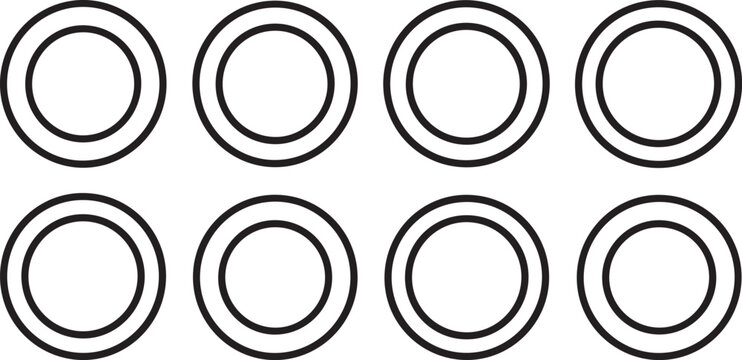 Black concentric circle rings icon set vector illustration Vector