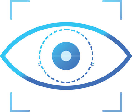 Blue eye chart icon and flat vector sign design featuring a 3d circle button symbol for business web technology and internet computer software applications